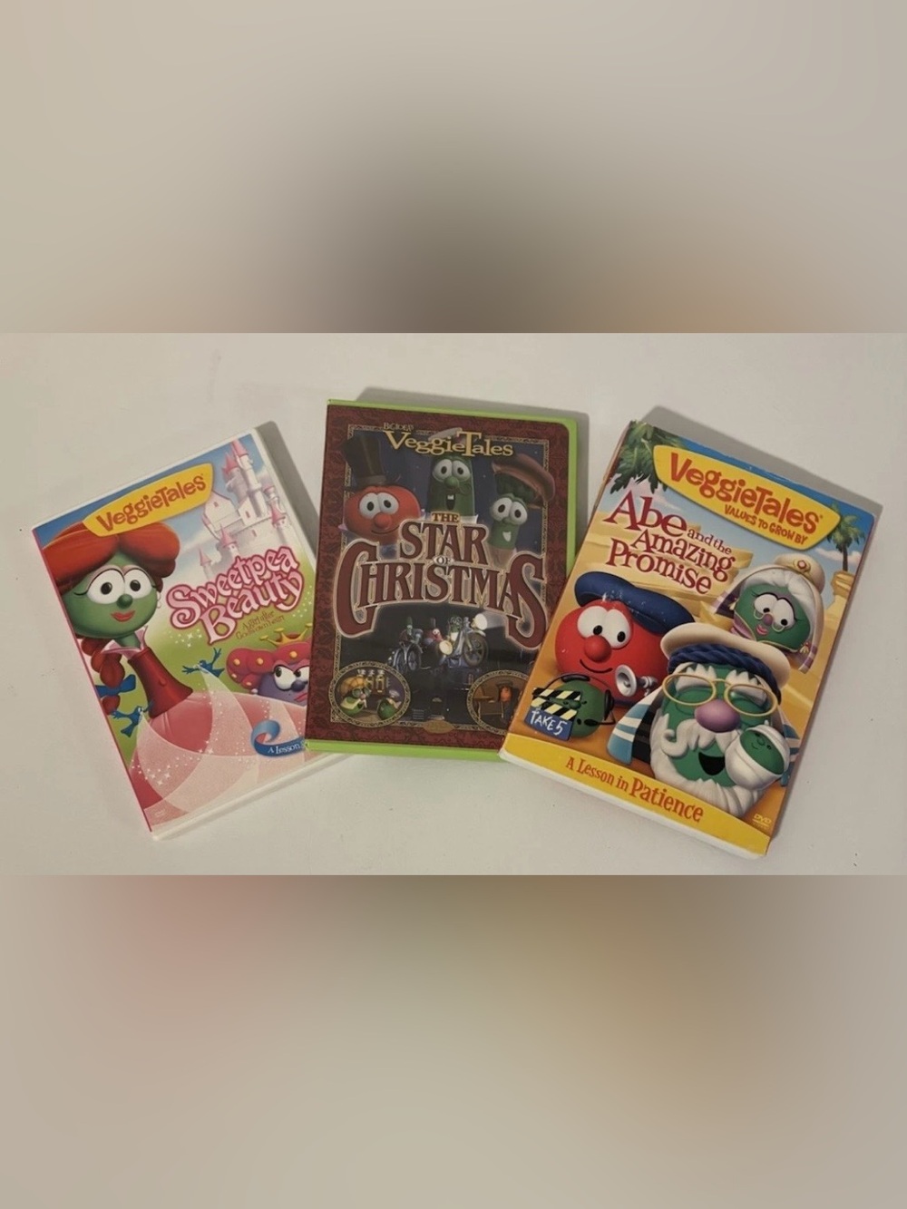 3 Veggietales Sweetpea Beauty, Abe And The Amazing Promise, Star Of Christmas